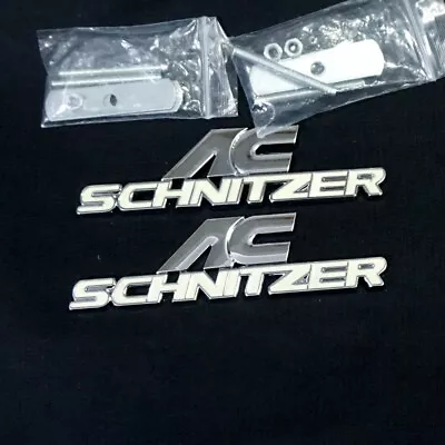 2x White Silver Chrome AC SCHNITZER Metal Front Grille Emblem Badge Sport Luxury • £15.59