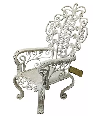 Dollhouse Miniature White Peacock Chair Department 56 Metal Wire Display Decor • $25