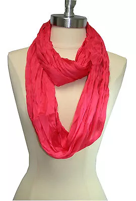 Women Infinity Scarf Style Women Girl's Shawl Wrap Solid Crinkle Neckerchief NEW • $6.50