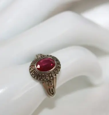 Vintage 1980 Birks Sterling Silver Pink Spinel JAMES LYNG High School Class Ring • $75