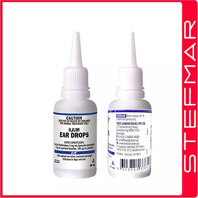 Ilium Ear Drops 20ml For Dogs/Cats Canker Ear Mites Fungal Bacterial • $21.17