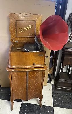 15 1/2  Oak Reginaphone Double Comb Disc Music Box With Matching Cabinet • $8950