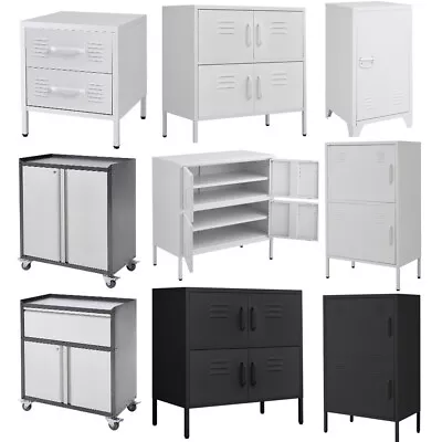 Mobile Steel Storage Cabinet Cupboard Free Standing Metal Office Filing Cabinets • £65.95