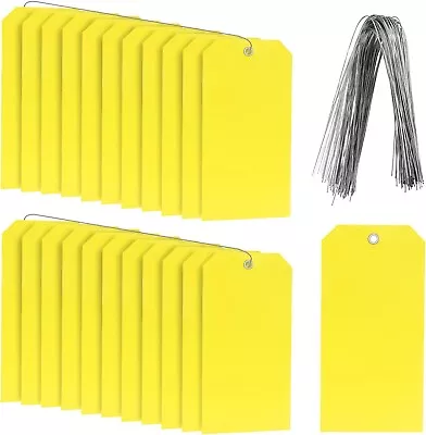 100 Pieces Yellow Plastic Shipping Tags With Wires 15mil Waterproof Blank Vin • $16.35