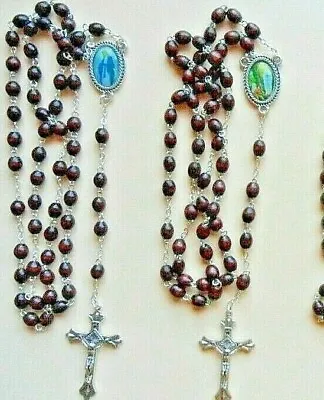 Wooden Rosary Beads With Our Lady Of Lourdes Our Lady Miraculous  Junctions • £4.35