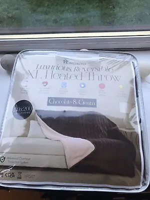 BN Homefront Electric Heated Throw Chocolate/Cream Reversible XL Size RRP £69.99 • £54.99