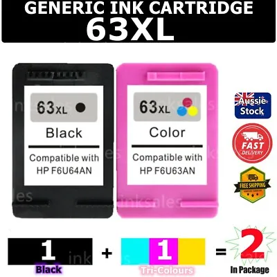 $47 • Buy 2x Generic 63XL 63 XL Ink For HP Deskjet 1110 2130 3630 Envy 4520 Officejet 3830