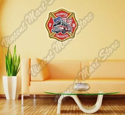 Firefighter Fire Department Volunteer Truck Wall Sticker Room Interior Decor 22  • $19.99