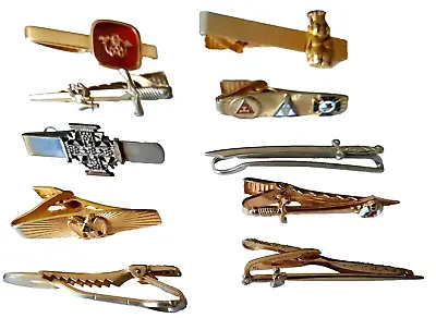 Vintage Masonic Tie Clasp Assortment  Lot #3 - 10 Different Pieces - EX+/NM • $89.95