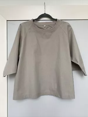 MUJI Cotton Blouse Top In Beige - Size XS-S • £15