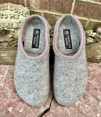 Haflinger Slippers Wool Clogs Mules Shoes Gray Slip On Classic House EU 40 US 9 • $49