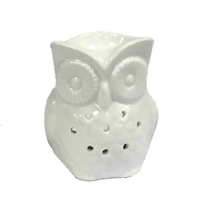 £7 • Buy White Oil Burner | Tall Owl | Wax Melt Burner | Tea Light Holder
