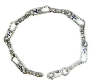 $59.99 • Buy ACTS Bracelet Fishers Of Men Sterling Silver REGULAR LINK, Blue Maltese Cross!!