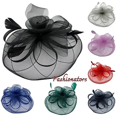 £12.99 • Buy Womens Feather Flower Fascinator Headband Hat Wedding Prom Day Royal Ascot Races