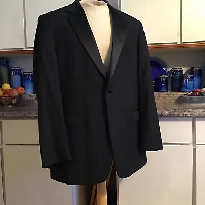 Stafford Formal Wear Tuxedo Blazer Mens Solid Black Size 44Long Dinner Jacket • $39.06