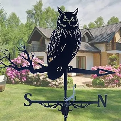 Metal Owl/Eagle Weather Vane Garden Roof Yard Barn Weathervane Scene Craft Decor • £13.29