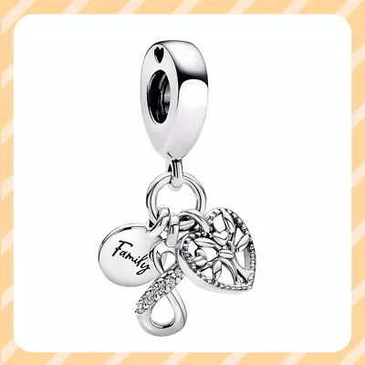 New Family Infinity Triple Dangle Charm 925 Sterling Silver Women Bracelet Charm • $15