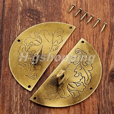 Latch Catch Hasp 60mm Round Chest Cabinet Clasp Buckle Carved Retro Jewelry Box • $4.36