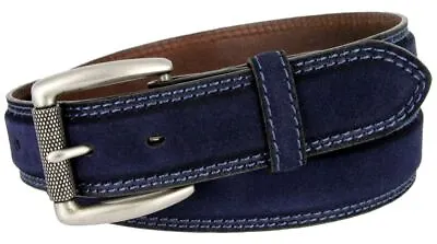 Suede Leather Casual Jean Belt 1 3/8  Wide Black Brown Burgundy Gray Navy Buckle • $32.95