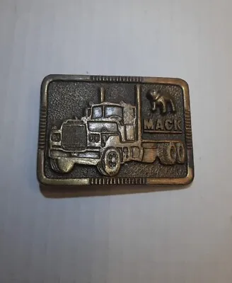 Mack Twin Stack R Model Brass Belt Buckle Men Bulldog 1976 Vintage • $50