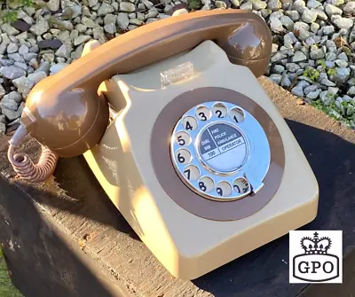 Vintage Phone GPO 746 Rotary Dial Telephone Mocca Gloss Brown 1983 Fully Working • £75