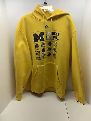 Michigan Wolverines Hoodie Mens L Yellow Pullover 2015 History Of Hardwork • $15.77