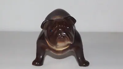 Vtg English Bulldog Rynbende Ceramic Miniature Decanter Empty Brown Blue Eyes • $27.99
