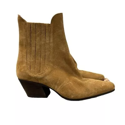 Zara Camel Brown Ankle Height Western Cowboy Boots 7.5 • $49.95