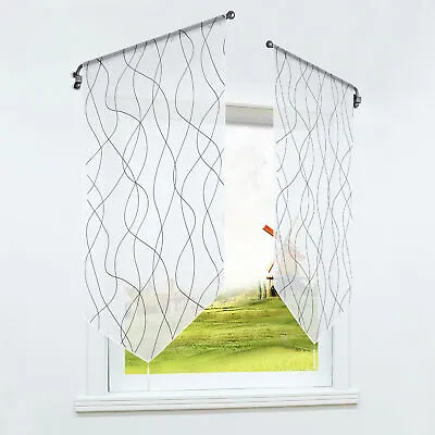 £14.99 • Buy Sheer Swag Curtains Window Balcony Roman Triangle Hem Net Curtains Rod Pocket