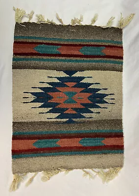 Vintage Zapotec Wool Rug; Approx 16”x20” Tabletop Rug Mat Placemat Table Runner • $24.95