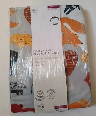 New M&S Kids Multi Cotton Rich Easy Iron Reversible Bedset Size Single • £14.99