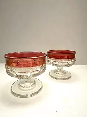 Vintage Franciscan Kings Crown/Thumbprint Ruby Red Sherbert Glass Set Of 2 • $20