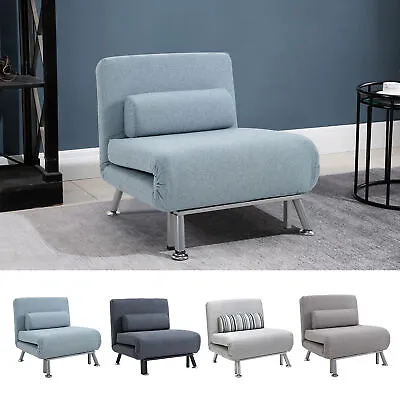 Single Sofa Bed Folding Chair Bed W/ Metal Frame Padding Pillow • £159.99