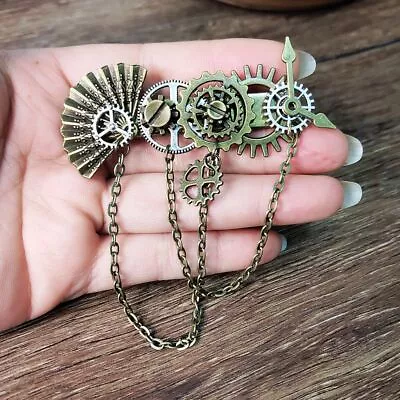 Women Steampunk Style Little Fan Gear Brooch Gothic Punk Men Breast Pins • $11.99