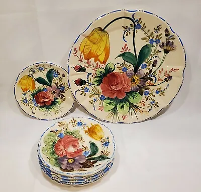 Italian Majolica Nove Rose Floral Round Platter/ Cake Plate And Cake/Snack Plate • $120