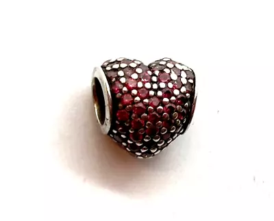 Pandora Sterling Silver 925 ALE CHARM.  HEART RED CZ'S • $16.95