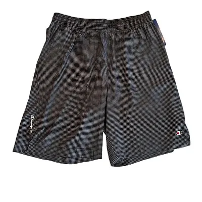 NEW Champion Mens Small Dark Mini Grid Standard-Fit Stretch 9  Sport Shorts • $5.95