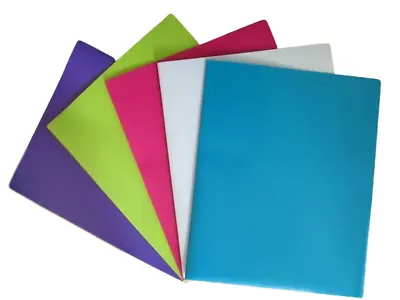 5 Office Depot Poly 2 Pocket Folders Pink Lime Purple Teal & White - Lot Of 5 • $10.49