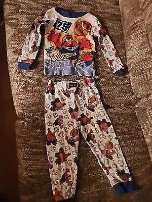 Vintage Boys Pajamas Set Size 4T Sesame Street Elmo Sports Football Theme Cute • $12.49