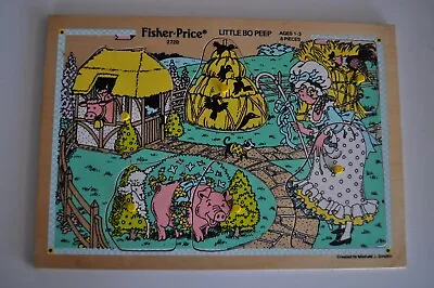Vintage Fisher Price Wooden Puzzle Little Bo Peep 2720 Pick Up And Peek • $18