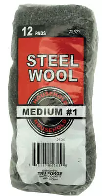 Steel Wool (12-Pack) #1 Medium Grit Large Pads • $10.31