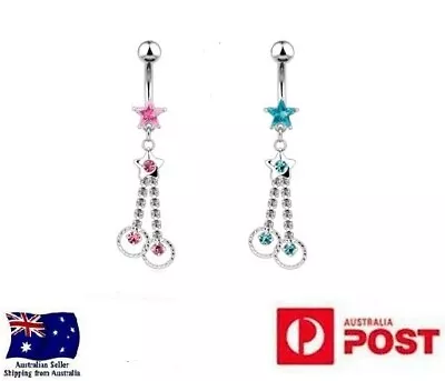 Star And Tassel Belly Bar 14g Stainless Steel Chandelier And Chains Navel Bar • £4.03