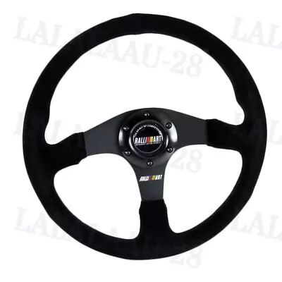 14  RALLIART RACING Black Stitching Suede Sport Steering Wheel W Horn Button New • $59.88