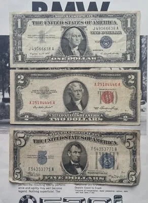 United States Notes One Two Five Dollar Bill USA Silver Certificate $1 $2 $5  • £29.99