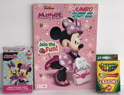 3pc Disney Minnie Mouse Gift Set Coloring Book Crayon  & Jumbo Playing Cards • $13.99
