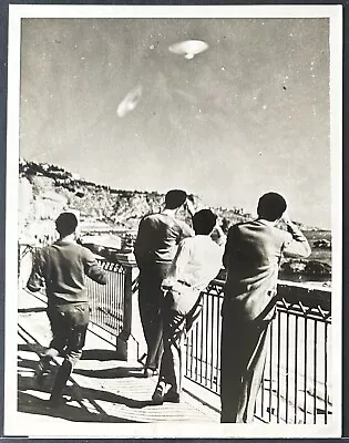 Four Men Gaze At UFOs In The Sky 1954 Sicily Famous Type 3 Original Photo • $750