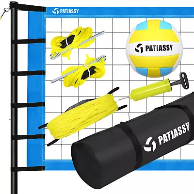 Outdoor Portable Volleyball Net Set Adjustable Height Steel Poles PU Volleyball • $71.55