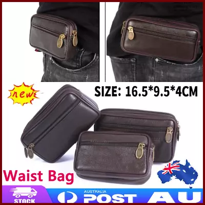 Vintage Leather Waist Bag Fanny Pack Men Belt Bags Mobile Phone Pouch Wallet • $11.99