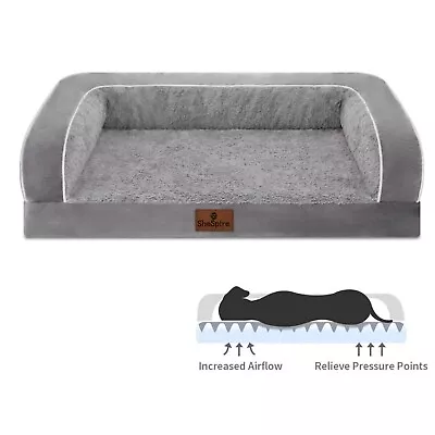 Orthopedic Memory Foam Dog Bed Comfy Bolster Pet Bed Waterproof Removable Cover • $29.98