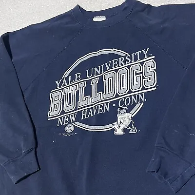 Vintage 80s YALE University Bulldogs Crewneck Sweatshirt Size M/L Paint Splaters • $33